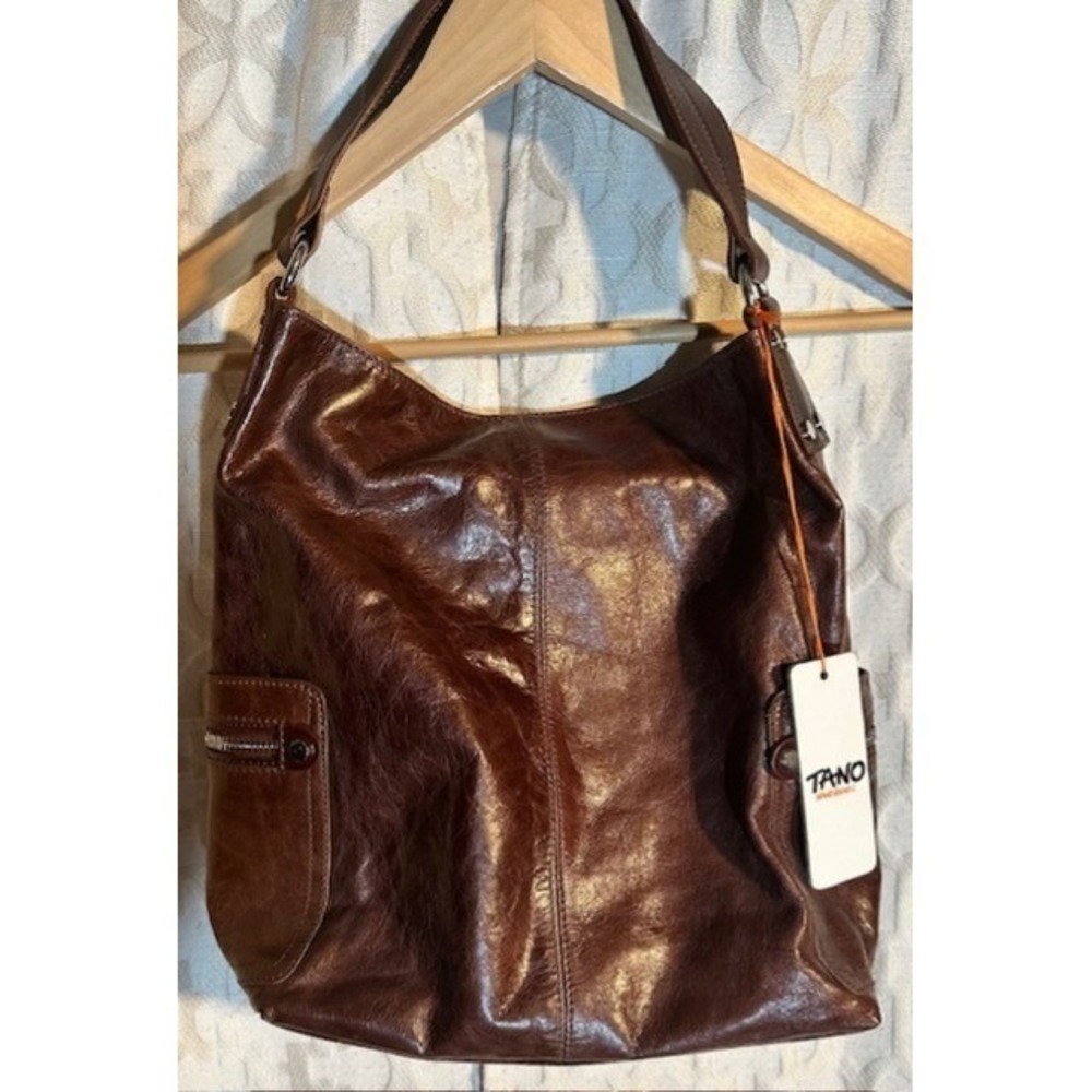 Tano Hobo Shoulder Bag in Brown Leather